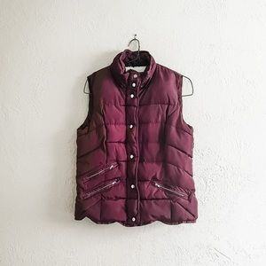 Ci Sono Maroon Puffer Vest XL Sherpa Lined No Hood